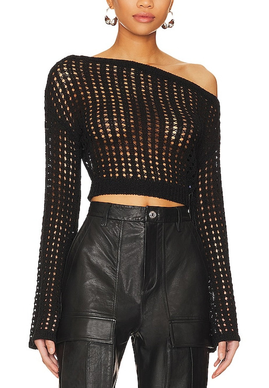 L'Academie Crochet Black Odilie Sweater Size M